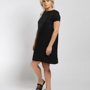 Black linen dress with short sleeves for women SOFIE, summer dress, short linen dress, little black cocktail dress, women linen clothing, image 2