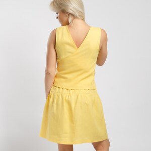 Jupe dété jaune en lin pour femmes, jupe en lin doux, jupe taille plus, jupe taille élastique, jupe de tous les jours, jupe faite à la main, vêtements pour femmes image 2