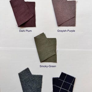 Linen fabric samples, linen swatches, medium weight linen color palette