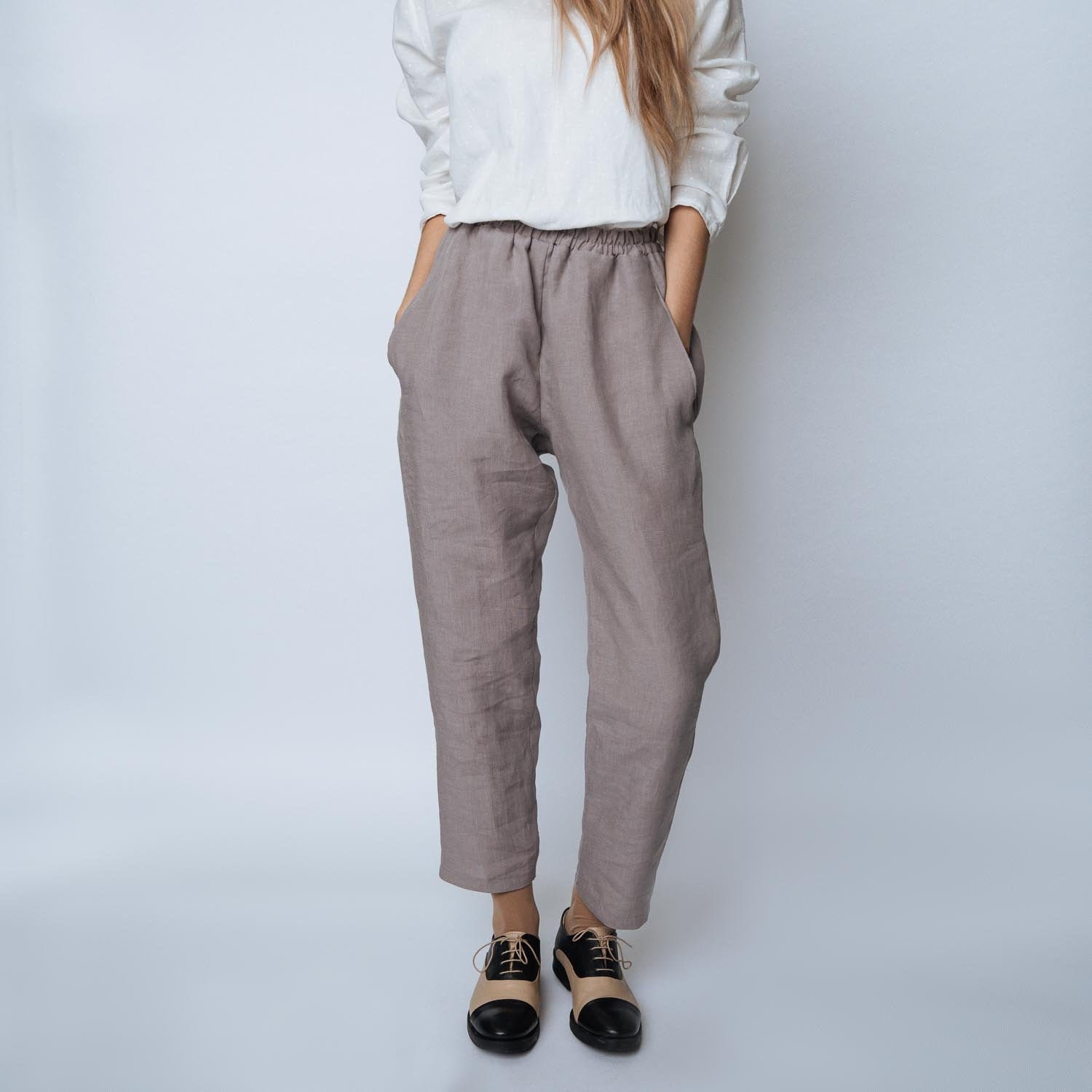 Linen Pants With Elastic Waistband and Inner Pockets for Women - Etsy