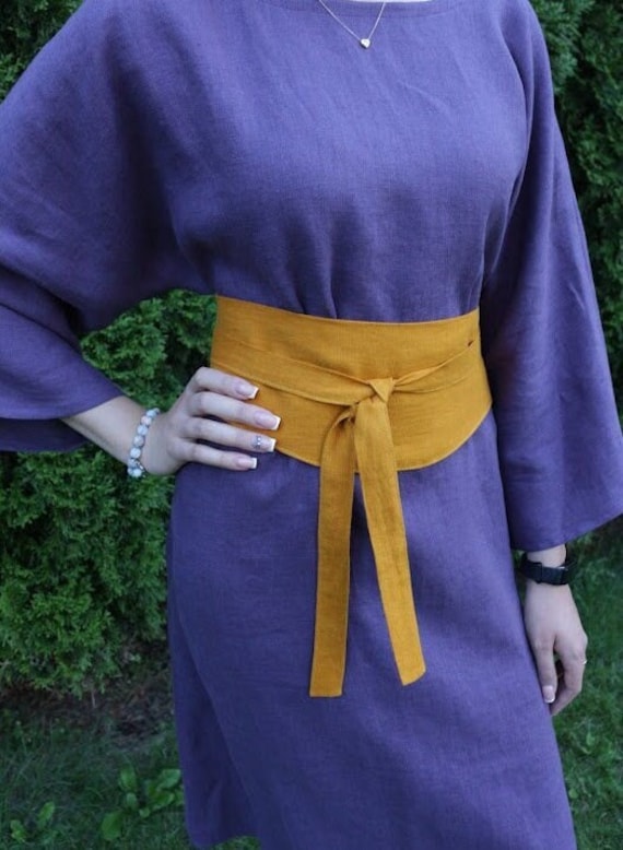 Linen Obi Belt, Linen Dress Belt, Linen Accessory, Handmade Linen