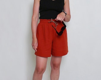 Wide Cotton Muslin Shorts: Relaxed Fit Summer Shorts