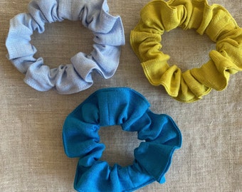 Linen hair scrunchy, linen hair tie, natural linen scrunchies, linen accessories, women accessories, summer time rainbow, hair gifts for her