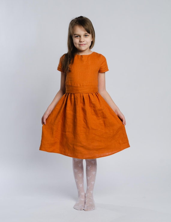 Classic Girl Dress, Toddler Linen Dress, Flower Girls Dress, Summer Dress, Baby Girl Clothes, Natural Linen Girl Dress, Birthday Girl Dress