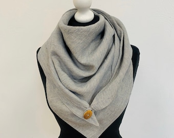 Wrap linen neck scarf, autumn shawl, soft linen scarf for women, oversized scarf, handmade loop linen scarf, birthday gift, Christmas gift