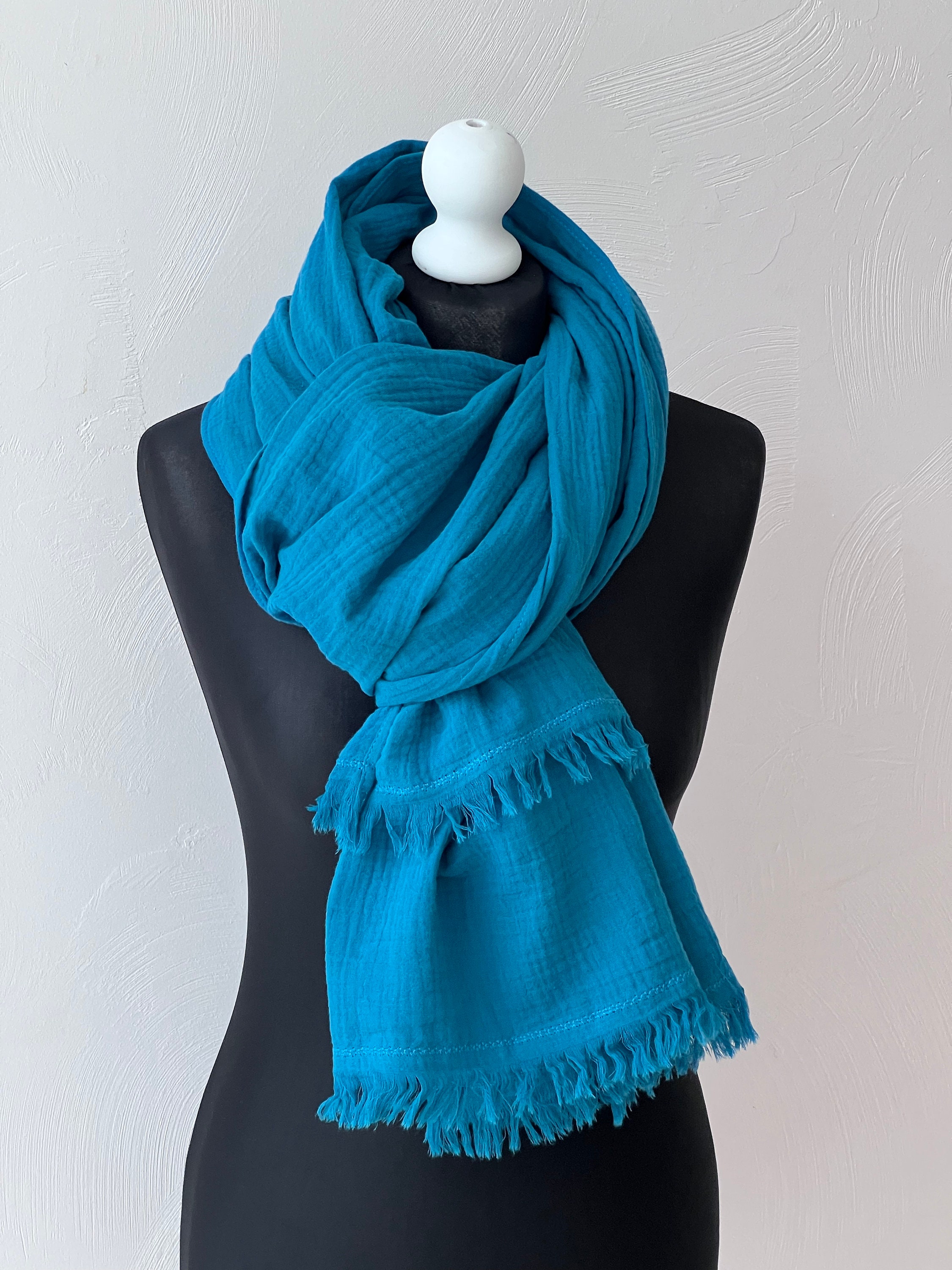 PETROL Christmas gift idea, women scarf, autumn shawl, unisex muslin scarf, soft cotton scarf for men, oversized scarf, big boho scarf