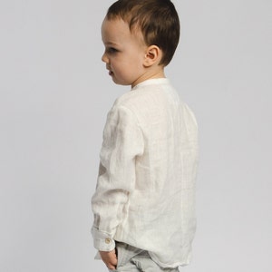 Linen Long Sleeves White Shirt With Natural Buttons for Boys, Toddler ...