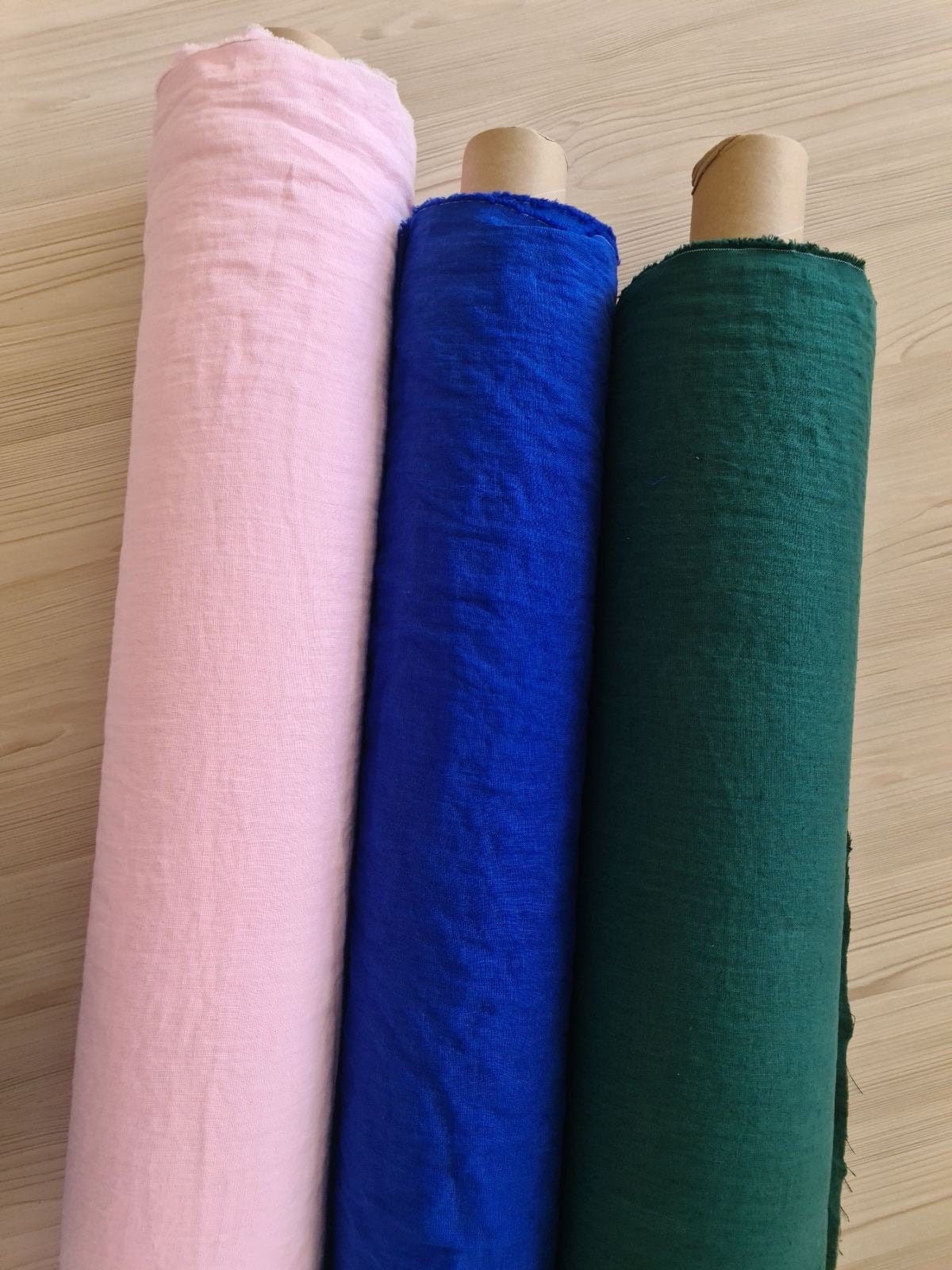 Blue Melange Linen Fabric by Meter, OEKO-TEX Linen, Softened