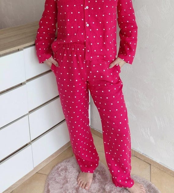 Leinen Schlafanzug, Leinen Homewear, legere Leinenhose für Zuhause, Leinen Loungewear, Damenbekleidung, Nachtwäsche, Geschenk für Sie