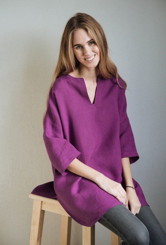 Women's Tunic, Linen Dress for Women, Plus Size Linen Tunic, Long Sleeve Linen  Tunic, Handmade Tunic, Linen Tunic for Women, V-neck Shirt - Etsy