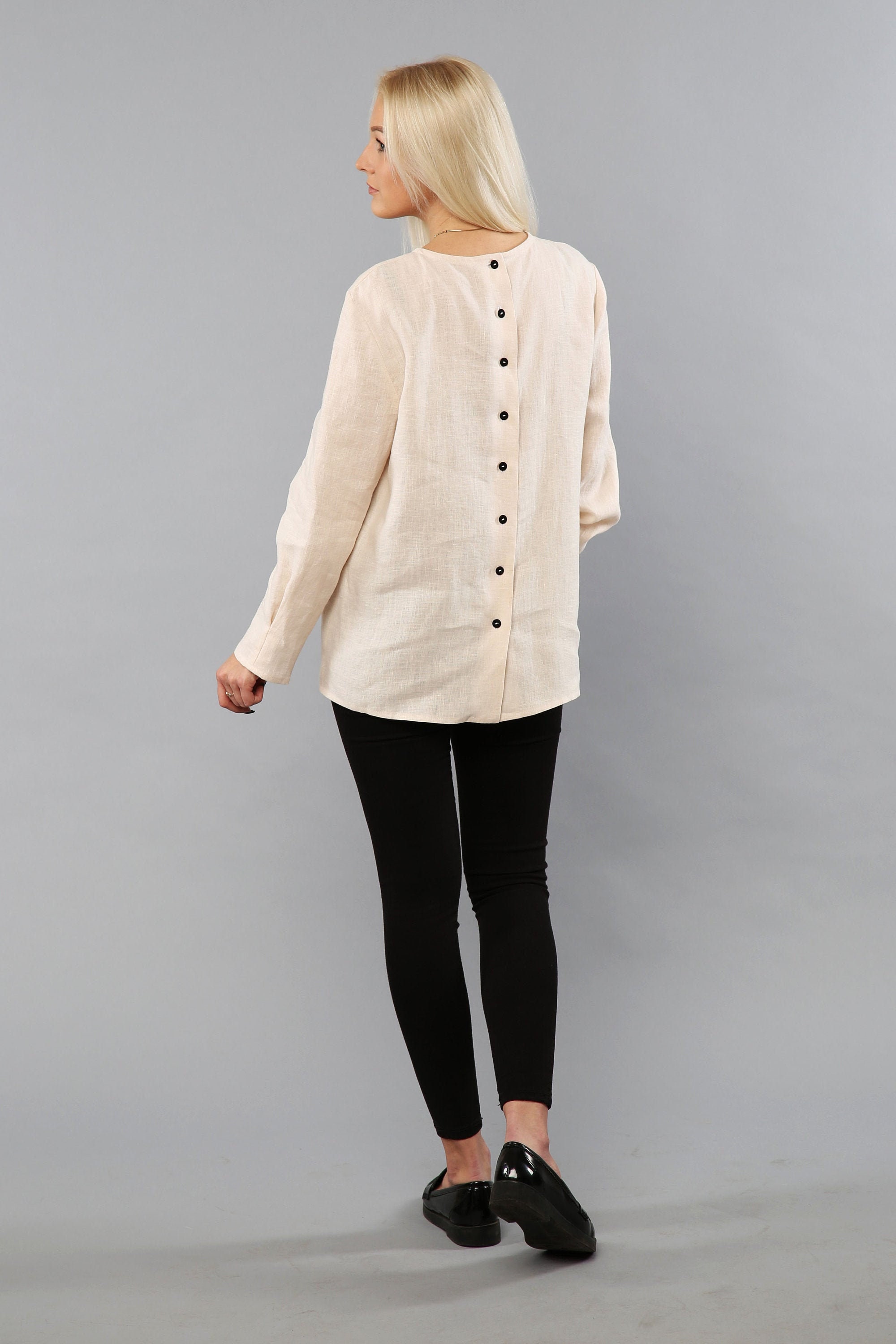 Elegant long lightpink linen shirt for women LILY linen Etsy