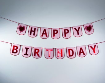Banner con tema de San Valentín, decoraciones para fiestas de San Valentín, banner de feliz cumpleaños, decoración para fiestas de cumpleaños