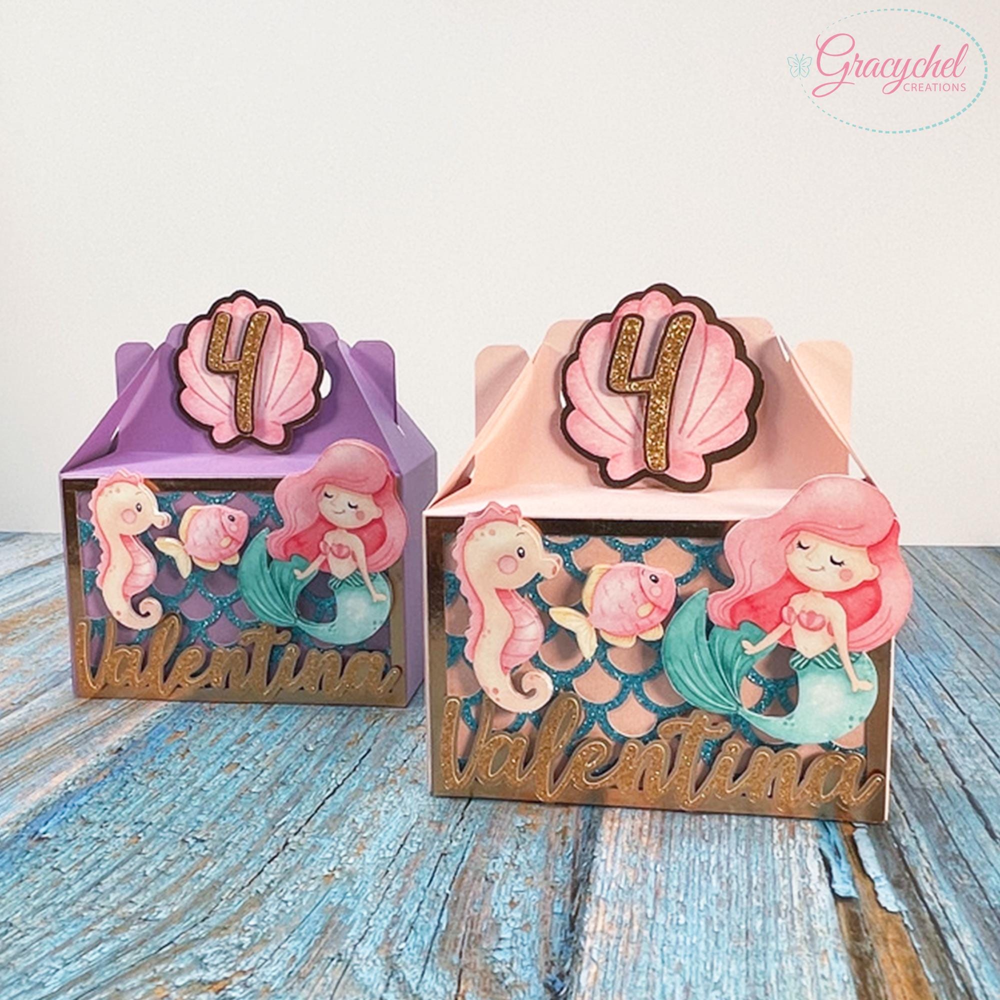 Birthday, Mermaid Party Favor Boxes, gift Box,  Under the Sea Party Decorations. Mermaid Party Theme