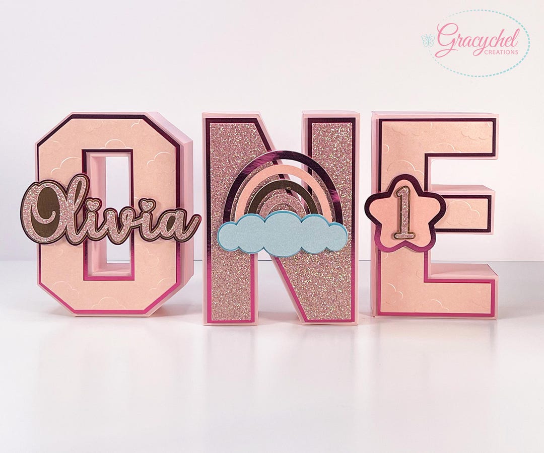 Birthday, Rainbow Customized 3D Letters, One Birthday Party Decorations ...