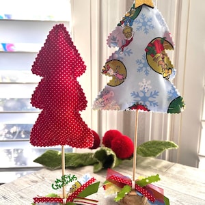 Grinch Inspired Fabric Christmas Tree Set*ChristmasDecor*GrinchDecor*HandmadeGift*FrabriTree*GrinchGift*TieredTrayDecor*GrinchforTierTray*