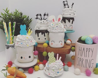 MARSHMALLOW MUG TOPPERS*Tiered Tray*EasterDecor*SpringDecor*Rabbit**TieredTrayAccessories*EasterEggs*