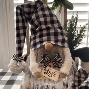 Country Christmas Gnome *WinterGnome*WinterDecor*ChristmasDecorations*ChristmasGnome*HolidayDecor*BlackandWhiteChristmasDecor*TieredTray*