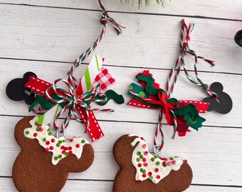 Mouse Ears Cinnamon Ornaments Set of 2*MickeyInspired*ChristmasDecor*HandmadeOrnament*ChristmasOrnamest*TieredTrayDecor*CinnamonFakeCookies*