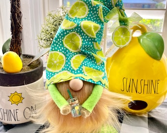Fresh Lime Gnome! *SpringGnome*TieredTray*SummerDecor*SummerGnome*FarmhouseDecor*KitchenDecor*Margarita*Lemonade*Handmadegnome*SpringDecor*