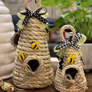 Honey Bee Hive Decor Bumble Bee Decorations Mini Jute Beehive