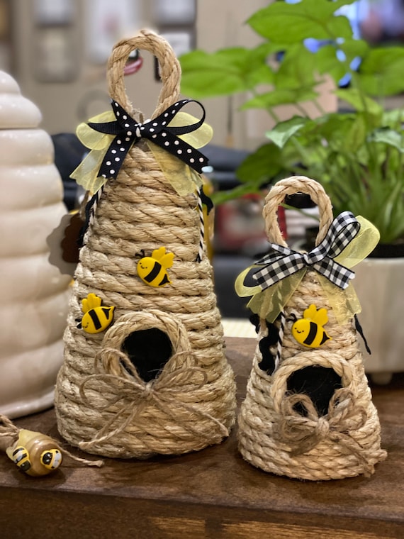 Bumble Bee Hive!!*Bee Skep*Rae Dunn*TieredTray Decor*Lemons *Farmhouse*SpringDecor*Summer Decor*BabyShower*PartyFavor*CuteBee