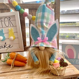 Easter Candy Basket Gnome*SpringDecor*RabbitGnome*BunnyGnome*EasterDecor*TieredTrayDecor*HandmadeGnome*EasterCandy*EasterBasket*EasterEggs