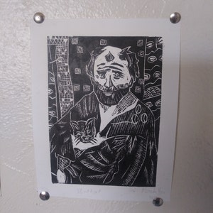 Gustav Klimt and Cat Relief Print