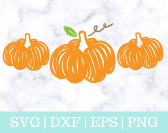Pumpkin SVG, Pumpkin Trio svg, Fall svg, Fall Pumpkin svg, Autumn pumpkin svg, pumpkin clipart, Hand Drawn Pumpkin svg, Cricut cut file, dxf