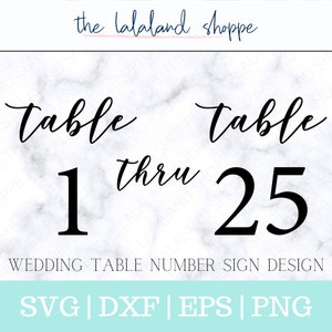 Table Number SVG, Table numbers svg, Table 1 svg, Table numbers 1-25 svg, One through 25, Wedding svg, wedding sign svg, Script Block Number image 1