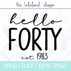Hello Forty SVG, Hello 40 svg, Established 1983 svg, Est 1983 Svg, Forty Birthday Svg, Fortieth Birthday svg, 40th bday t-shirt design