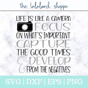 Fotografía Svg, La vida es como una cámara SVG, Cámara Svg, Sublimación png, Enfoque, Captura, Revelado, Fotógrafo Svg, Diseño fotográfico