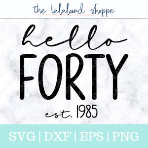 Hello Forty SVG, Hello 40 svg, Established 1985 svg, Est 1985 Svg, Forty Birthday Svg, Fortieth Birthday svg, 40th bday t-shirt design