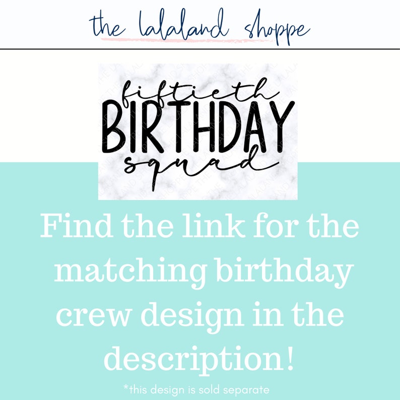Peut inclure: Un design graphique noir et blanc sur un fond de marbre qui dit "fiftieth BIRTHDAY squad".