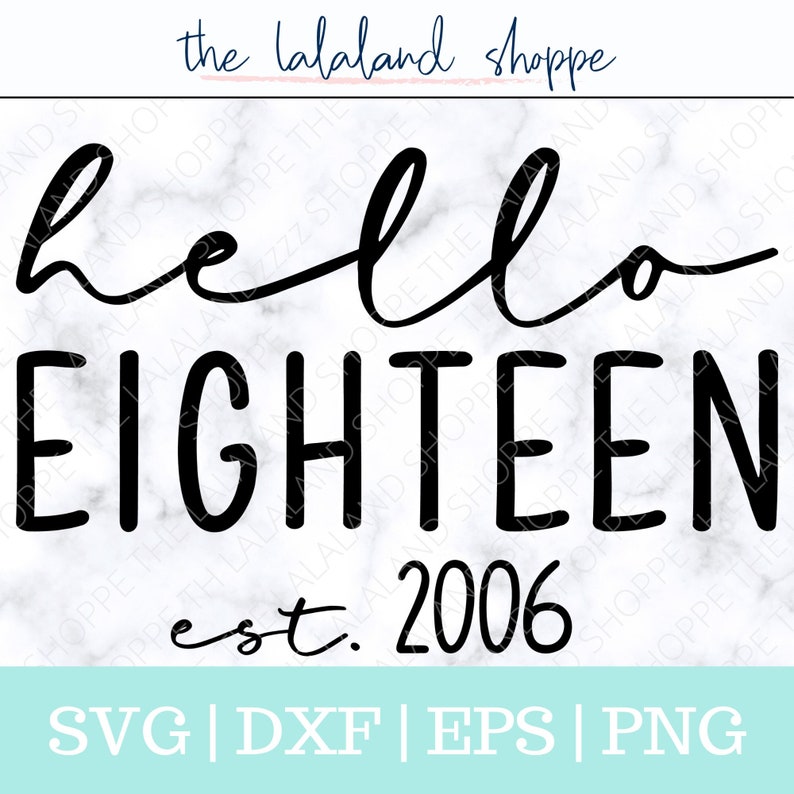 Hello Eighteen SVG Hello 18 svg Established 2006 svg Est 2006 Svg Eighteenth Birthday Svg t-shirt design 18th bday gift shirts party trip image 1