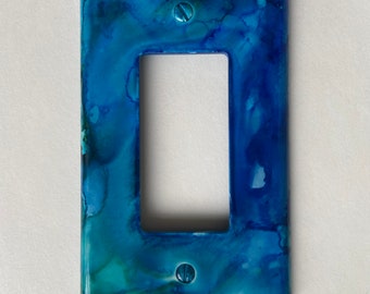 Outlet Cover - Custom Hand-Painted Light Switch Cover Abstract Ink Ocean-Themed Outlet