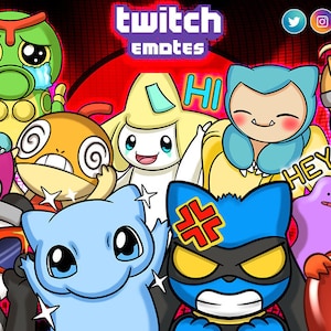 Emote Twitch Pokémon personalizzate Discord Emote carine personalizzate Emoji Youtube Facebook Stream Pokemon personalizzato Twitch Sub Badge Emote Commissione
