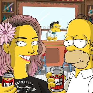 Ritratto giallo, spalle alzate. Simpsonize Me, Ritratto personalizzato dei Simpson, Ritratto dei cartoni animati, tu come personaggio giallo personalizzato per amici di famiglia