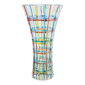 Murano Glass Vase Multi Coloured Handmade Hand Painted 20cm High