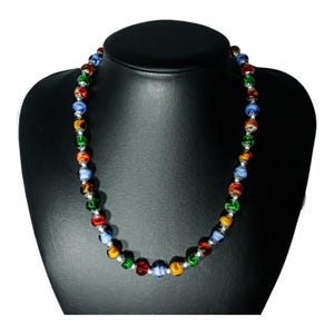 Collar de cristal de Murano multicolor blanco, 42 cuentas, 46 cm, Venice Sommerso