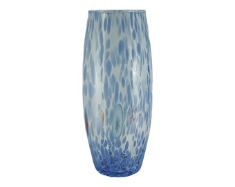 Grand vase en verre de Murano bleu Millefiori 25 cm fabriqué en Italie soufflé à la main Venise
