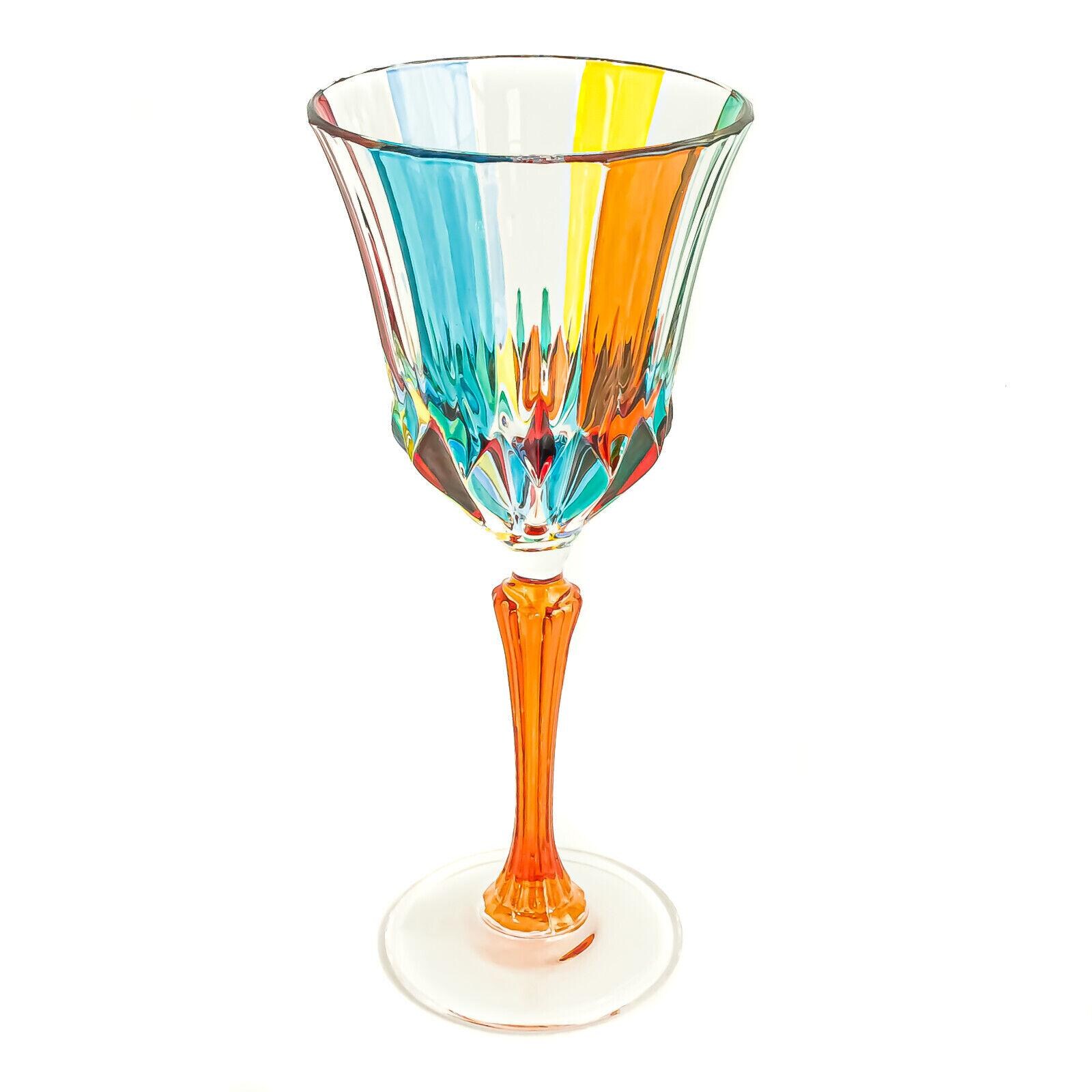 ムラーノワイングラス マルチオレンジステム レッド ブルー グリーン