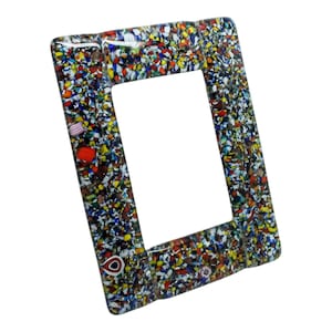 Marco de fotos de cristal de Murano multicolor Millefiori de 11 cm x 8,5 cm. De pie.