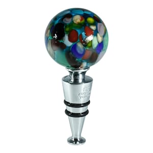 Bottle Stopper Murano Glass Light Blue Multi Wine Prosecco Venice Gift Box