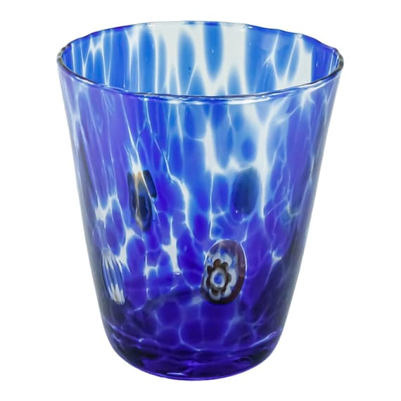 Par de vasos para beber de cristal de Murano azul multi