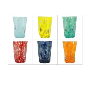 Vaso individual de cristal de Murano, arte para beber, azul, rojo, verde, naranja, amarillo, hecho a mano, Millefiori de Venecia, Italia