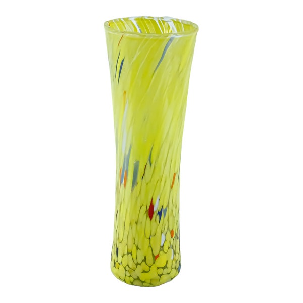 Murano Glass Vase Yellow Multi Handmade Millefiori 19cm High Venice Italy