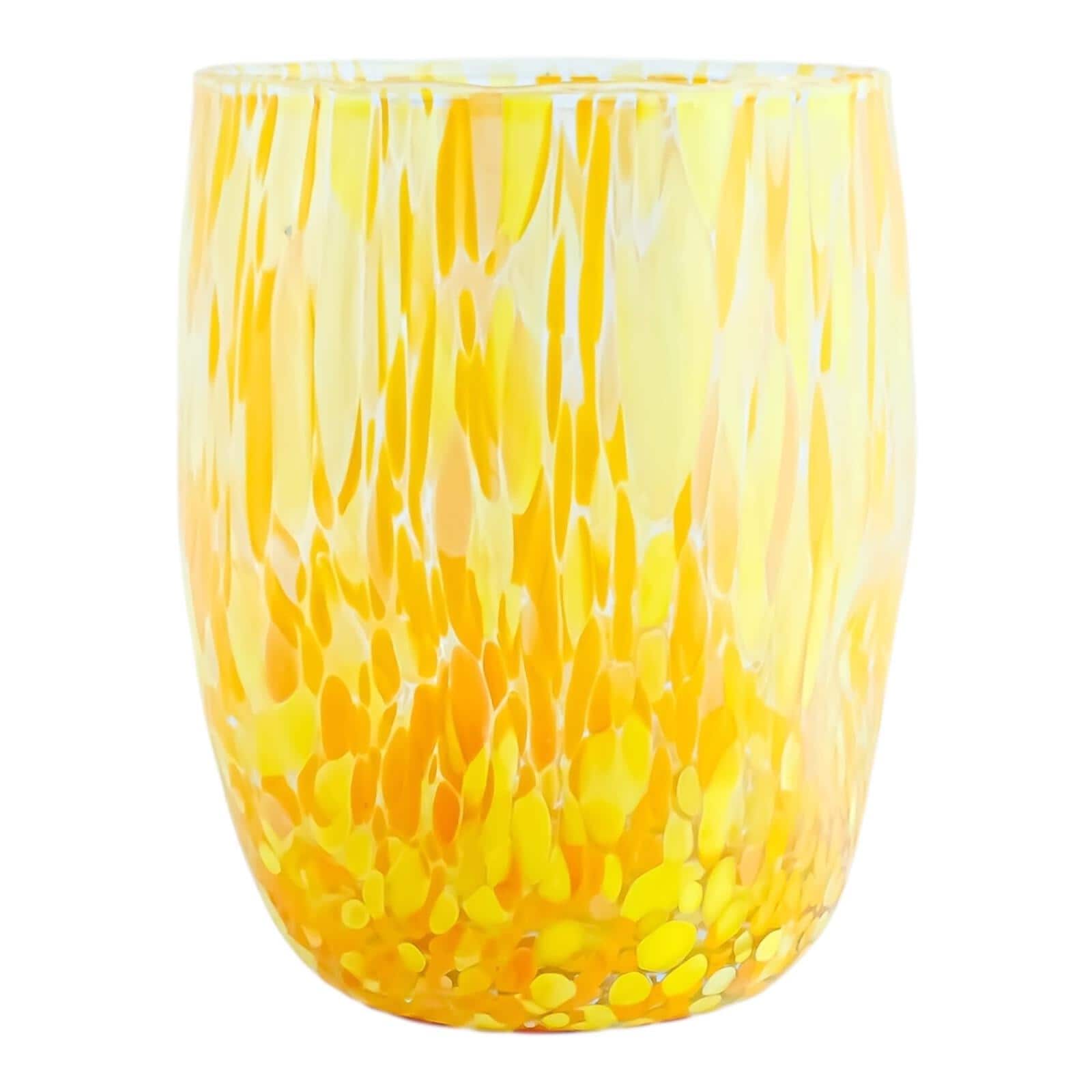 Murano Glass Drinking Art Tumbler Yellow Orange Handmade Venice