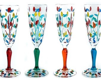 MURANO NASON MORETTI Cranberry Wine Glasses: Twisted Stem