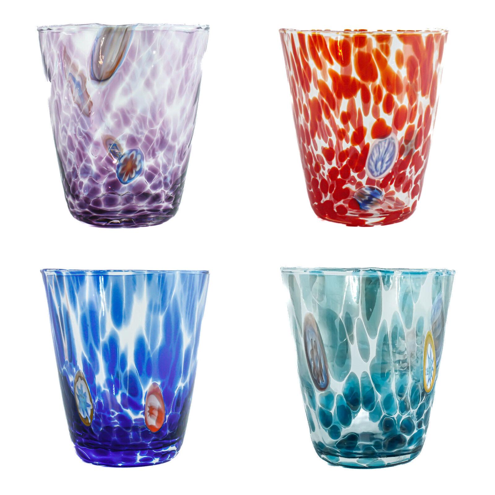 ムラーノガラスタンブラーセット：ミルフィオリイタリア製ドリンク