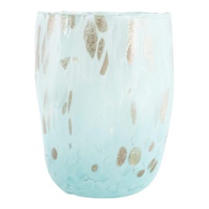 Murano Glass Drinking Art Tumbler Light Blue Bronze Handmade Venice Italy